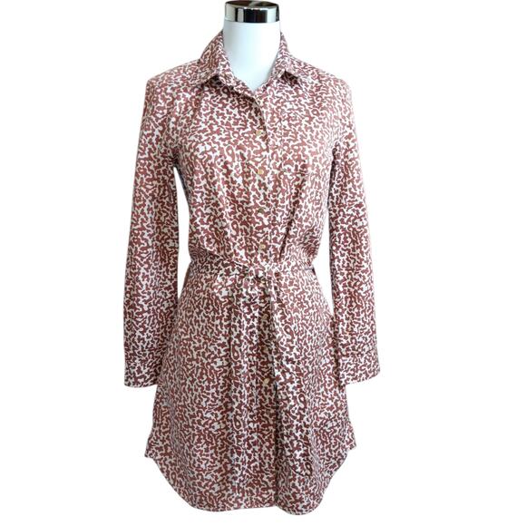 DIANE VONFURSTENBERG Laney Shirt Dress 6 Fresh Cotton Pockets Animal Print Snaps - Picture 3 of 15